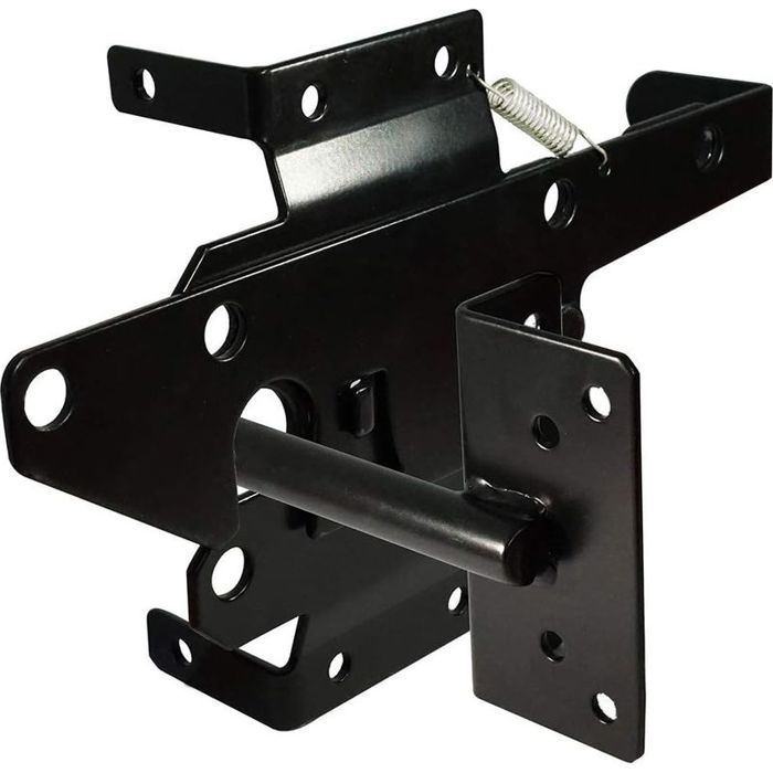 Loquet de portail autobloquant robuste à levier automatique pour clôture en bois/PVC montage sur poteau avec fixations pour pisc
