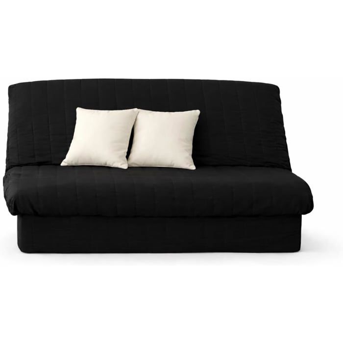 Housse de Clic Clac Matelassée 140 cm - Noir en Polyester Lavable Housse Canapé Convertible Confortable et Résistante