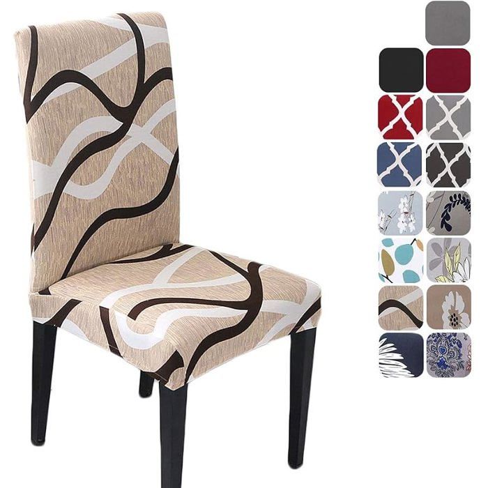 Lot de 4 Housses de Chaise Extensibles en Lycra Blanc Ajustement Universel Durable Motif Ligne pour Hôtel Banque HOUSSE DE CHAISE