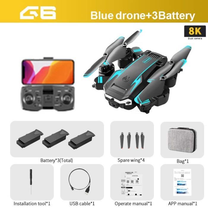 8K DualC Bleu 3B KOHR G6 drone 8k 5g gps q6 dron professionnel hd