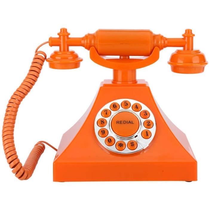 Téléphone rétro Téléphone sans Fil Vintage Téléphone Fixe Téléphone Orange  Appel Large Bouton Transparent Téléphone Portable Té A205 - Cdiscount  Téléphonie