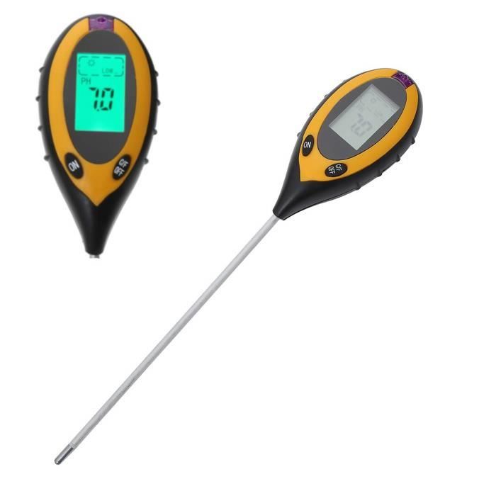 Testeur de Sol 4 en 1 Soil Tester Sol Mètre d'humidité - Lumière - Testeur de pH pour Moniteur d'Eau des Plantes Jardin Fleurs