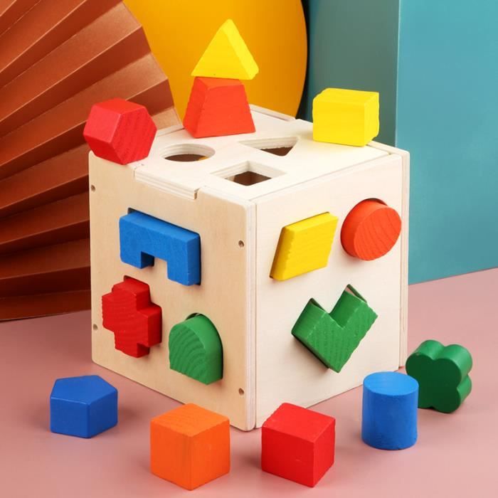 Puzzle bois tri empilage - Jouets éducatifs 2-4 ans - Reconnaissance