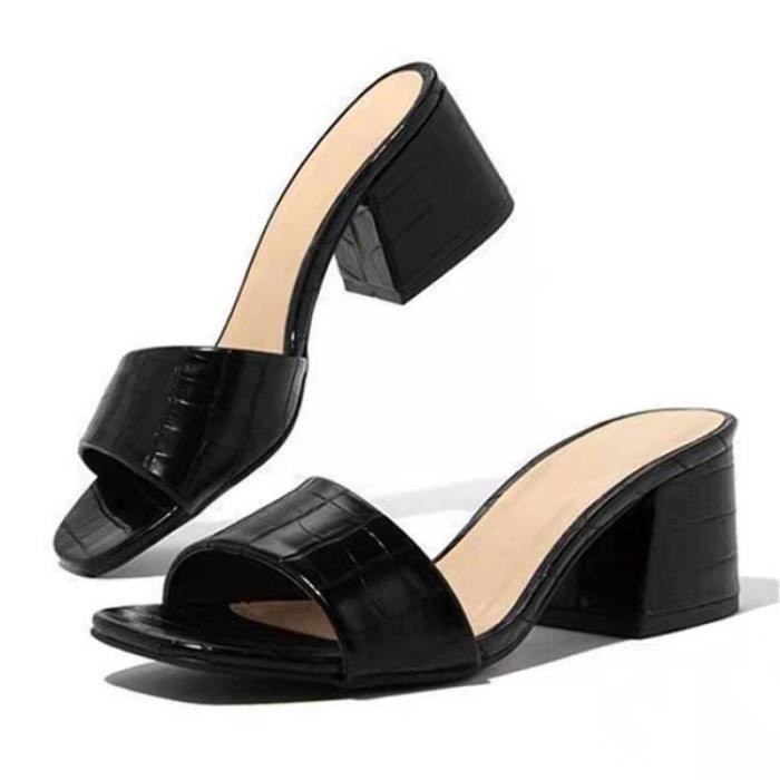 Noir - Pour38 - Escarpins À Talons Hauts Pour Femmes, Pantoufles À Bout Carré, Sandales D'été