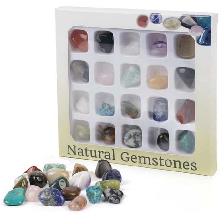Lot de 20 pierres précieuses naturelles, collection de pierres précieuses  minérales pour enfants, fossiles éducatifs - Cdiscount Jeux - Jouets