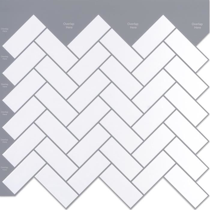 Crédence Adhesive Mosaïque Blanc – Imperméable – Hode – 4 Feuilles 23,6×23,6 Cm