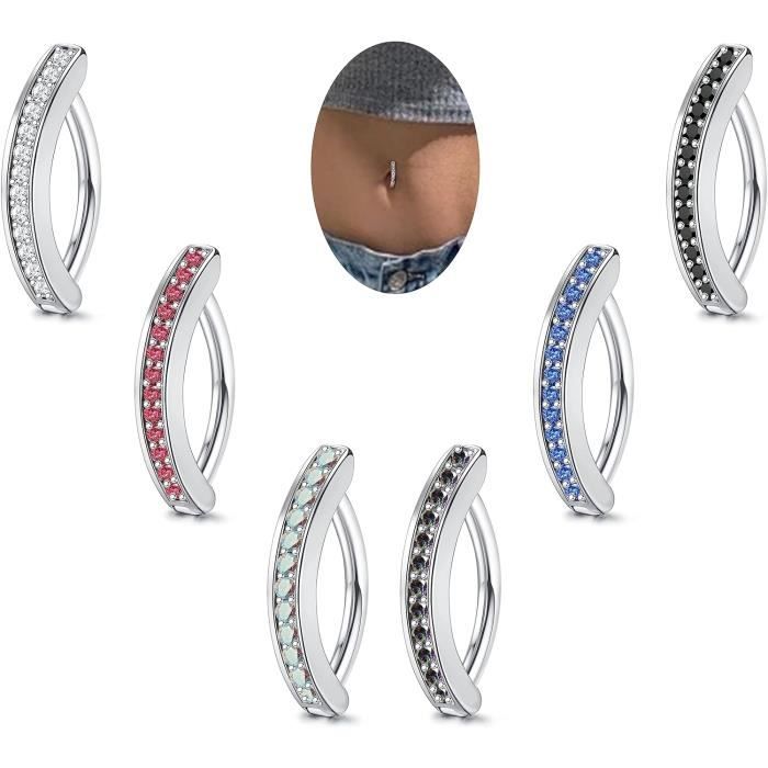 Barre Piercing Ventre Grossesse Bioflexible Pierre CZ Claire - Calibre 14 Gauge 19mm