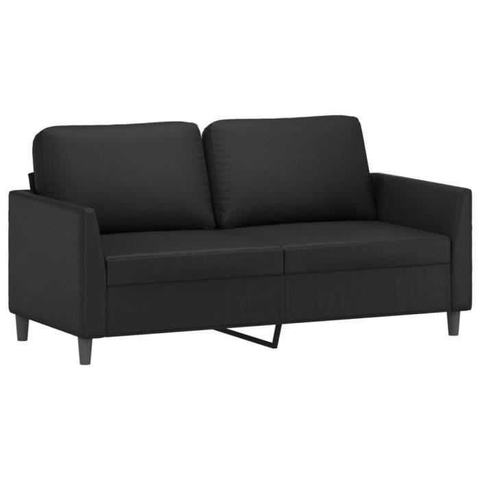 Canapé 2 places - Noir - Similicuir - 160 cm - Design Contemporain - Confort Moelleux