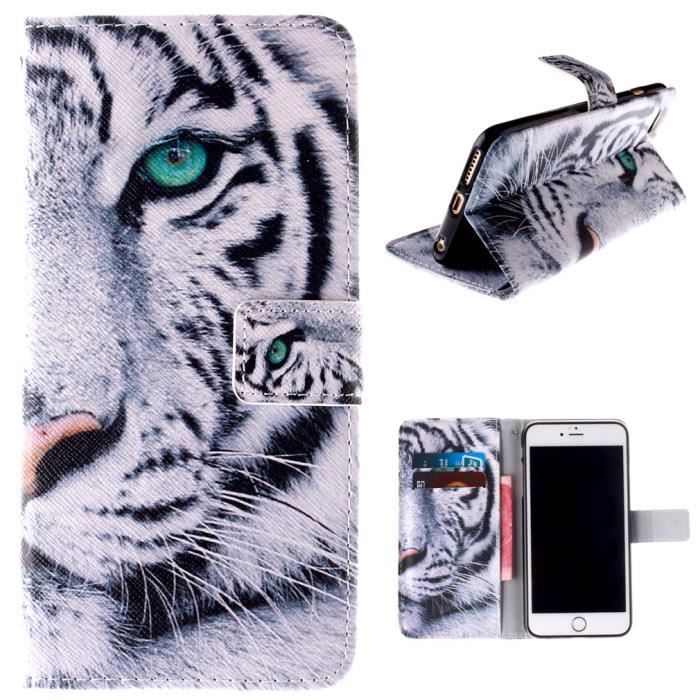 Étui IPhone 6 Plus à Rabat Magnétique - TPU + PU - Motif Dessin Animé - Blanc