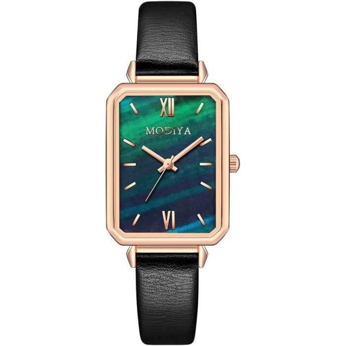 Montre Bracelet Vintage Pour Femme En Or Doré - Cadran Carré à Chiffres Romains, Quartz, Boîtier Acier - Style Habillé Avec Boîte