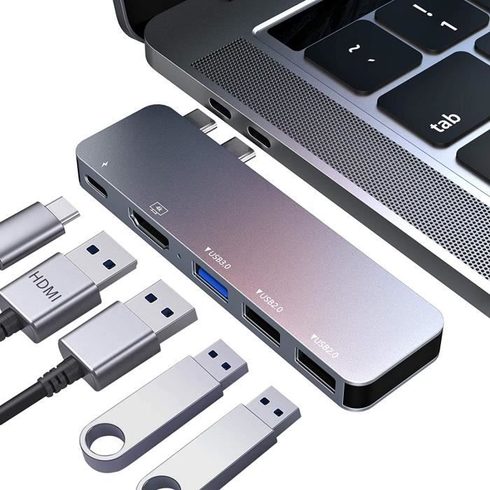 USB C Hub MacBook Pro USB Accessoires, USB C Dual Hub Multiport, Hub Type C  avec sortie HDMI 4K, alimentation USB C, pour Mac[O1244] - Cdiscount  Informatique