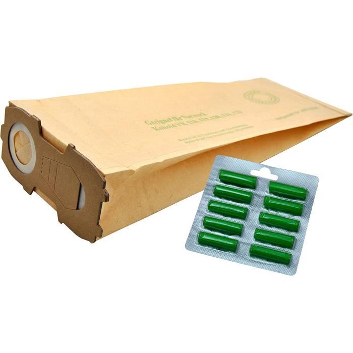 Lot De 10 Sacs Filtrants Avec Brosses Et Parfum Pour Aspirateur Vorwerk Kobold 118 119 120 121 122 - Compatible Primebag - Entretien Facile