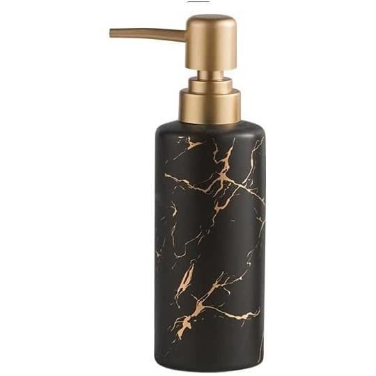Set Salle De Bain Luxe - Distributeur De Savon, Porte-Savon Et Gobelet Dorés En Céramique - Style Hammer Effect