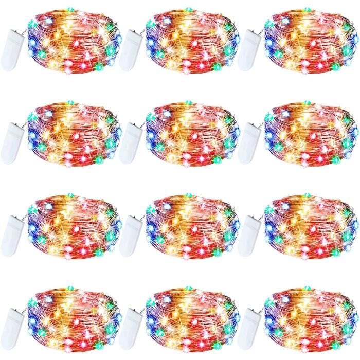 Guirlande Lumineuse LED 2m à Piles - 20 LEDs Blanc Chaud, 3 Modes (fixe, Clignotant) - Fil De Cuivre Flexible Pour Déco DIY Fête, Chambre, Noël