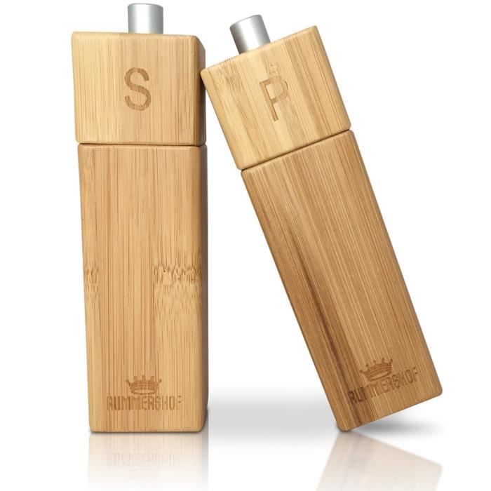 Ensemble De Moulins A Sel Et A Poivre En Bambou Duo Sel Et Poivre Design Avec Un Moulin En Ceramique Durable Achat Vente Moulin De Cuisine Ensemble De Moulins