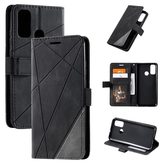 Housse Portefeuille Pour Huawei P Smart 2020 - Cuir PU, Fermeture Magnétique, Porte-Cartes - Noir