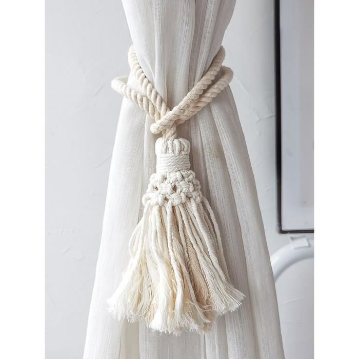Rideaux,Crochet de corde de coton de Style bohémien,tissé à la