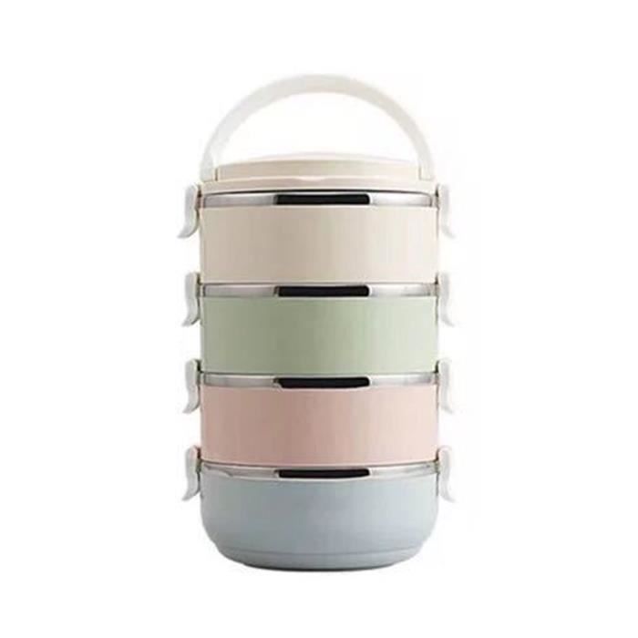 Boîte Bento Isotherme En Acier Inoxydable - Récipient Empilable 19,5x9,6 Cm - Garde Le Chaud/froid 3h - Pour Déjeuner