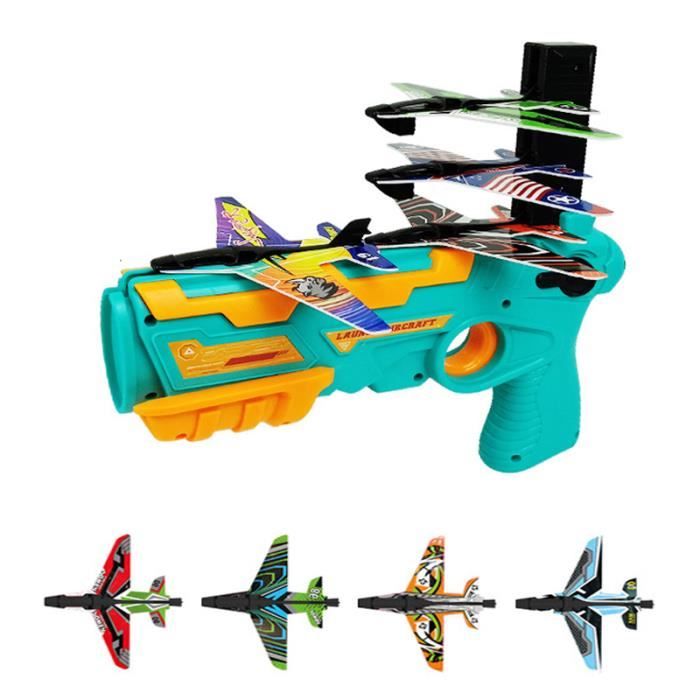 Avion En Mousse Avec Lanceur Catapulte – 10 Mètres – Bleu – Jeu Extérieur Enfant