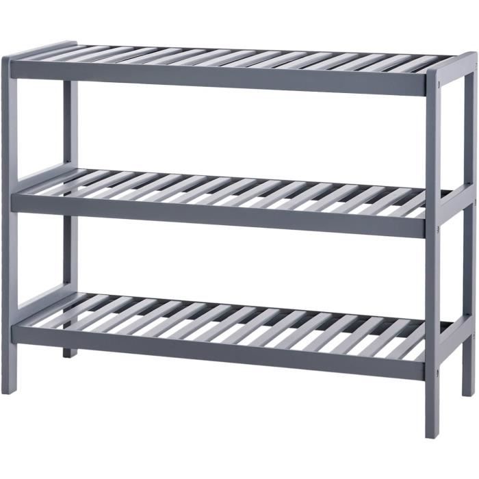 Étagère à Chaussures 2 Niveaux SONGMICS - Ajustable 58-83 Cm - Métal Noir - Rangement Entrée/Placard