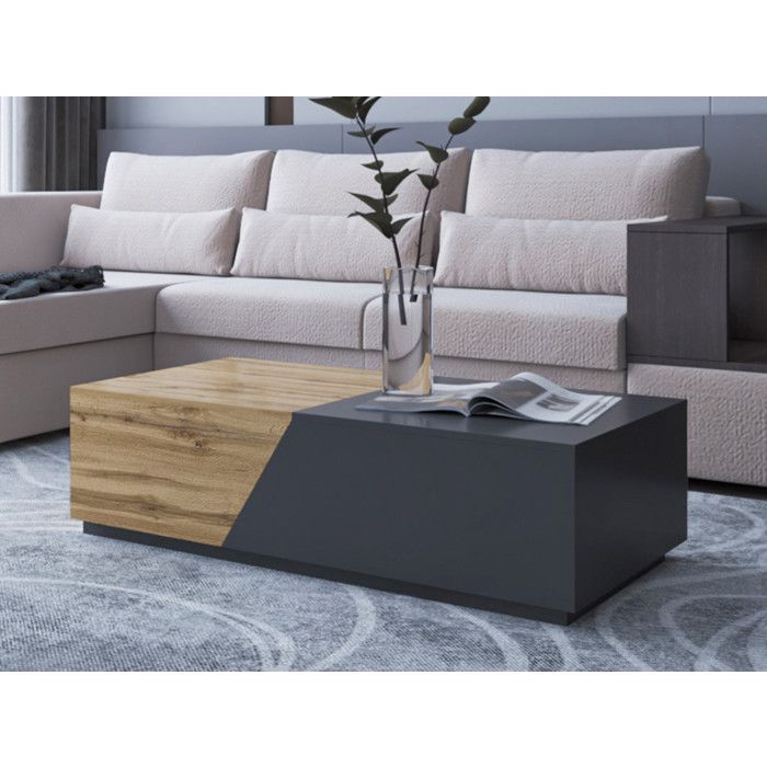 Pitt - table basse - 124 cm - style industriel - Bois / Gris Pitt - table basse - 124 cm - style industriel - Bois / Gris