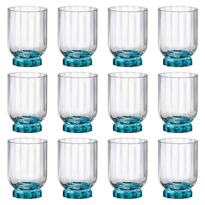 Lot De 6 Verres 270 Ml Bleus - Pour Eau, Jus, Whisky, Cocktails - 6