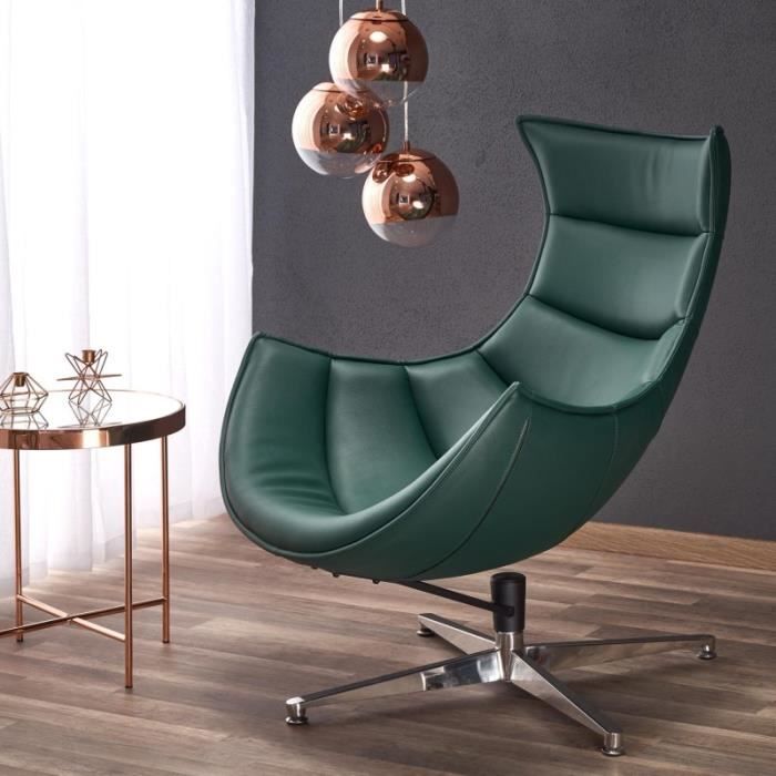 fauteuil design en cuir reconstitué 86 cm x 84 cm x 96 cm - vert