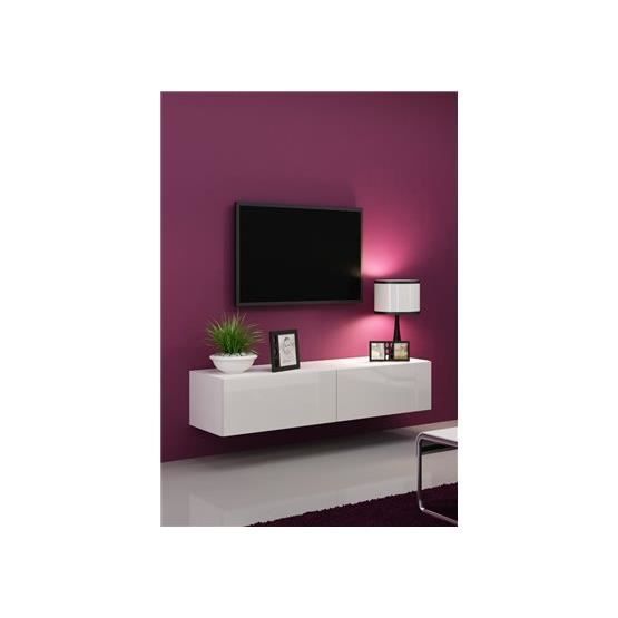 Meuble Tv Suspendu Blanc Laqué 140 Cm Meuble Tv Design Suspendu Vito 140cm Blanc Achat Vente Meuble