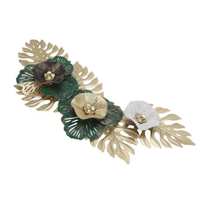 Grande Décoration Murale Métal 3D Fleurs Élégantes – Style Nordique Minimaliste – Sculpture Murale Fer Pour Salon Chambre