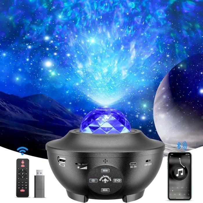 Projecteur Ciel Étoilé URAQT - 16 Couleurs, 30 Modes, Effet Vagues 3D - Veilleuse Enfant Avec Télécommande