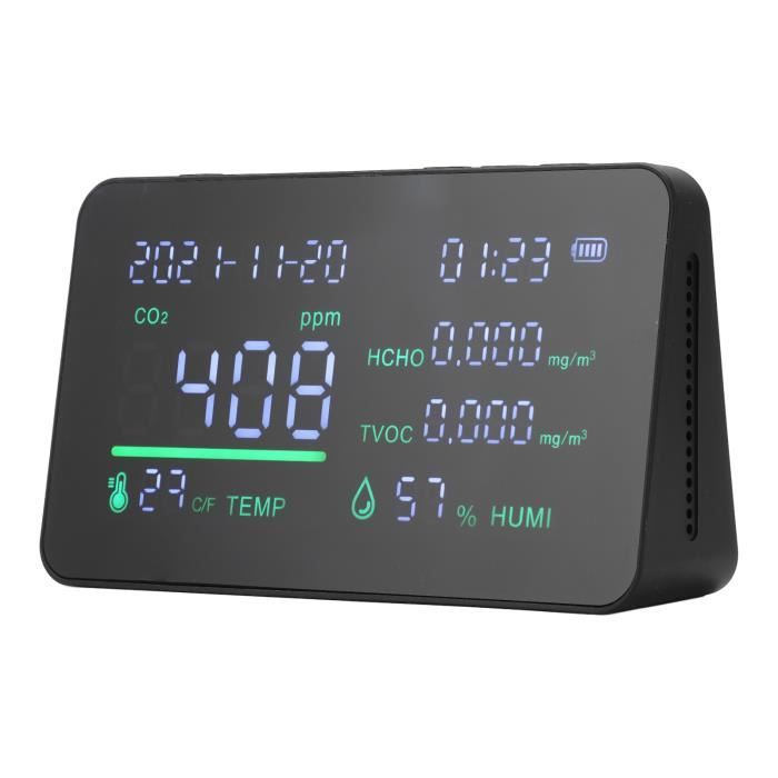 Garosa moniteur de qualité de l'air intérieur Moniteur de qualité de l'air 6 en 1Smart CO2 TVOC HCHO Détecteur de qualité