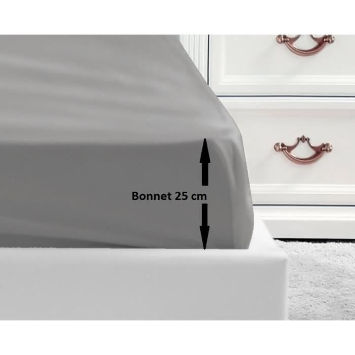 LOVELY HOME Drap Housse 100% coton 90x190x25 cm Lot de 2 - vue 5