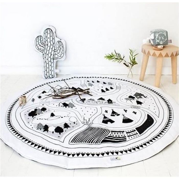 Tapis Chambre Bebe Rond Ecologiste Carpet De Jeux Enfants Blanc Et