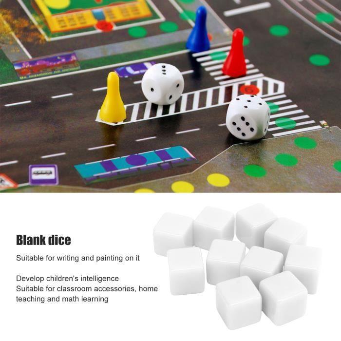 Lot De 12 Dés Blancs 16 Mm – 6 Faces – Plastique Durable – Pour Jeux De Société, Backgammon, Famille