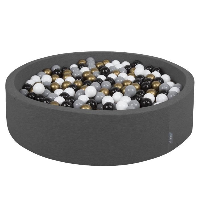 Piscine à Balles KiddyMoon Ronde 90x30 Cm - Avec 300 Balles 7 Cm - Housse Lavable, Rembourrage Mousse - Pour Enfants, Jeu Sensoriel