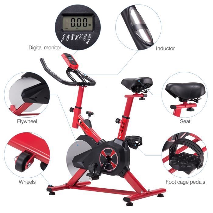 Velo D Appartement Velo Cardio Led Kuokel Velo Biking Spinning D Exercice Maison Entrainement Gym Moniteur Numerique Siege Reglable Prix Pas Cher Cdiscount