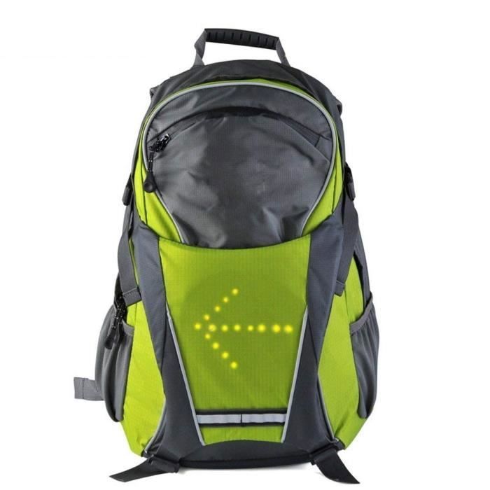 Sac à Dos LEDWARNING - 48 LEDS - Vert/Gris - Rechargeable USB - Télécommande - 18L