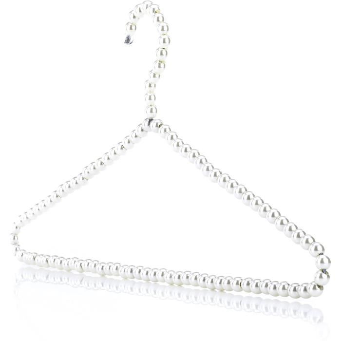 POFET Lot de 5 cintres en perles synthétiques avec nœud en ruban Blanc 