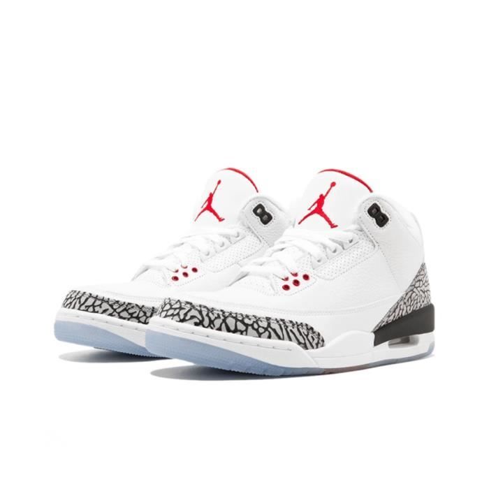 Air-Jordan 3 Retro Free Throw Line White Cement Blanche Homme Femme  Chaussures de Basket AJ3 Pas Cher Blanc - Cdiscount Chaussures