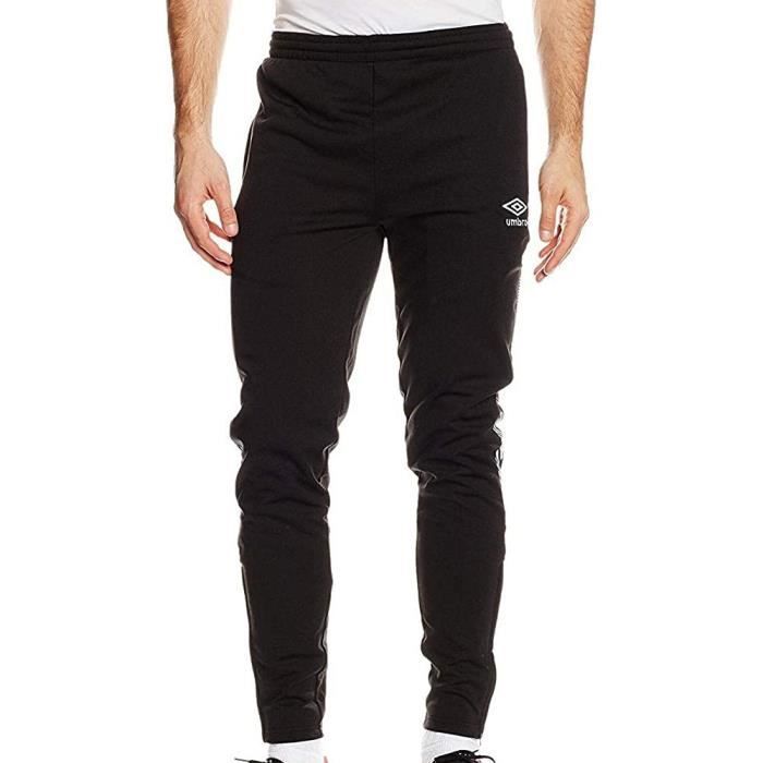 jogging homme noir - umbro 510530 - coupe fuselée - ceinture élastique - poches latérales zippées