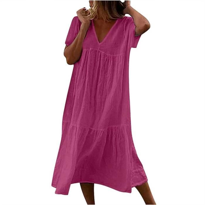 Robe Longue Sans Manches à Col En V Pour Femme - Style Bohème - Élégante - Pour L'hiver, Vert, S