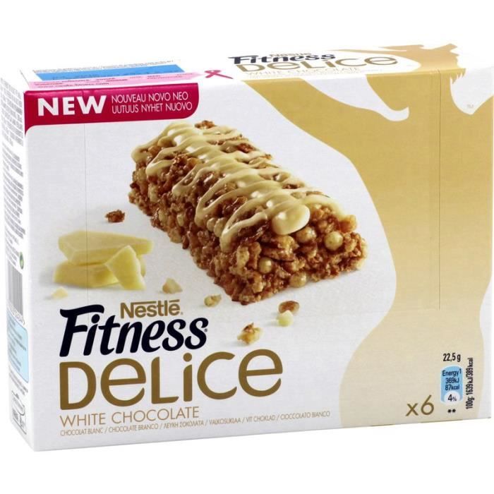 Nestle Ftness Delice Chocolat Blanc Barres Cereales 6x22 5g