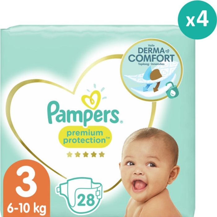 4x28 Couches Premium Protection Taille 3, Pampers Cdiscount