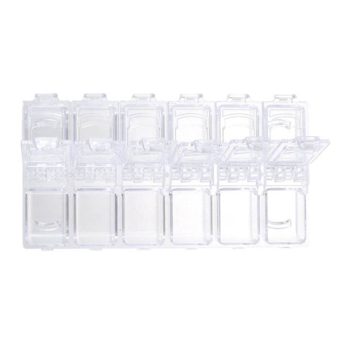 Kit De 2 Boîtes De Rangement Pour Nail Art - 28 Compartiments Transparents - Portable (17.4 X 10.6 X 2.6 Cm)