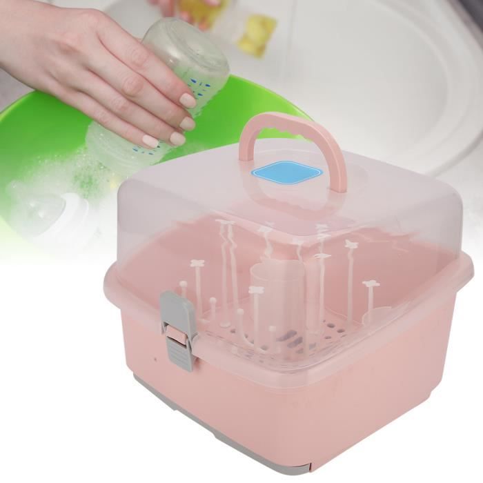 SIXRUN Boîte de Rangement pour Biberon en Plastique Multifonctionnel Drainage Boîte de Rangement pour Bouteille d'allaitement Organisateur avec Couvercle Anti-poussière
