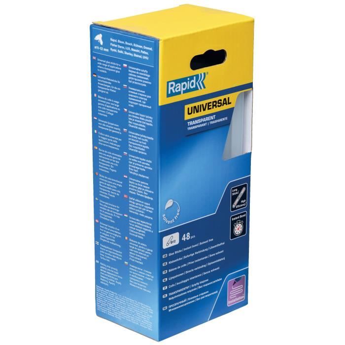 Colle RAPID 12mm x 48 sticks Fort débit Temps de prise 15 sec