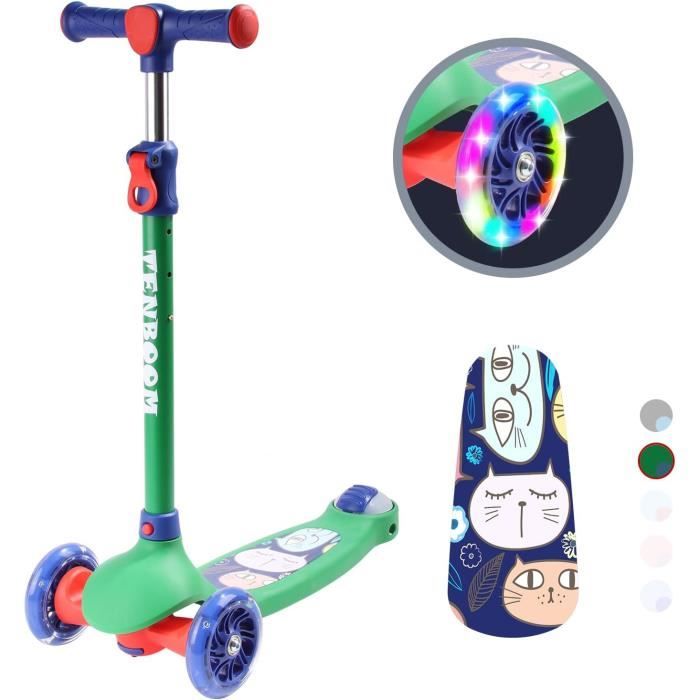 Trottinette Enfants 3 Roues Pliable – Roues Lumineuses, Hauteur Réglable, Plateau Antidérapant – Cadeau Idéal Pour Filles Et Garçons Dès 3 Ans