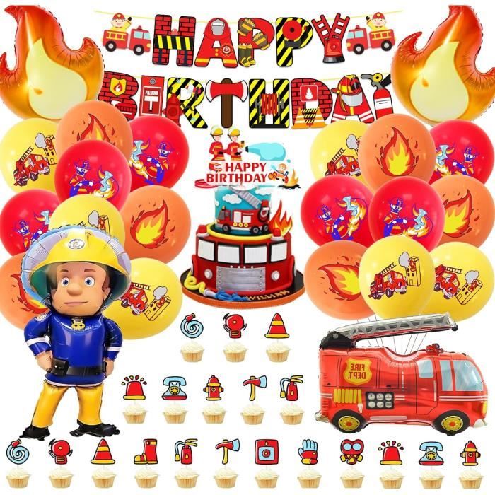 Décoration Anniversaire Pompier 4 Ans - Ballons Camion pour Fête Garcon Enfant - Pour École et Événements