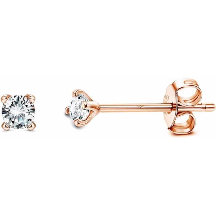 Boucles D'Oreilles Papillon Argent 925 Avec Zircons - 9x9mm - Pour Femmes Et Filles