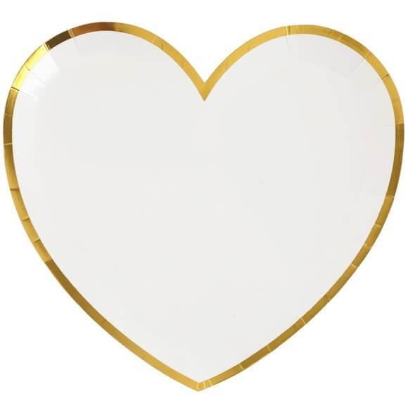 Belle Assiette Mariage Cœur Blanc Et Or X10 R 6811 Matiere Carton Cdiscount Maison